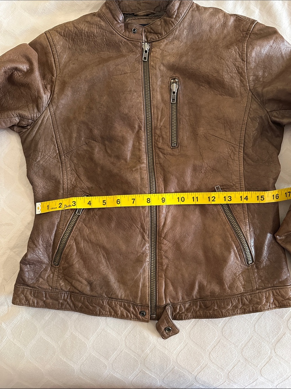 Brown Women's Leather Moto Jacket - Picture 16 of 16